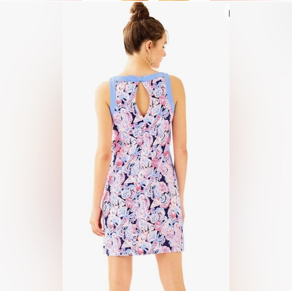 Lilly Pulitzer Angie Stretch Shift High Tide Navy Its For Shore Dress Size 10 - Picture 4 of 8